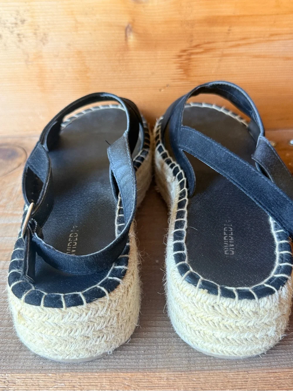 Black Espadrille Wedge Sandals - Women (size 10)